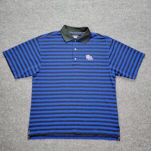 Footjoy Polo‎ Shirt Mens Medium Blue Striped Golf Casual Walden On Lake Houston